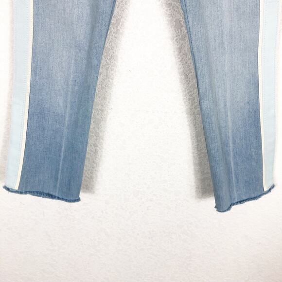 Veronica Beard Carly 11" Kick Flare Jeans Air Size 25 Side Stripe Crop Fray - Picture 10 of 14